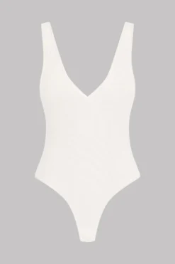 Maison Close Thong Bodysuit V-neck - La Femme Amazone - Ivory