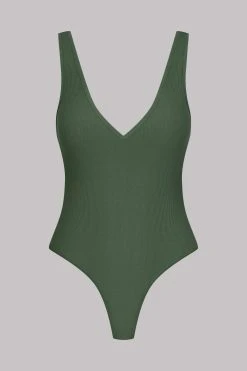 Maison Close Thong Bodysuit V-neck - La Femme Amazone - Khaki