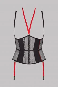 Maison Close Waist Cincher With Harness & Suspenders - Sacré Cœur - Black Sacré Coeur