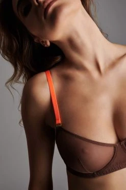 Maison Close Wire Bra - Corps à Corps - Brown/Neon Orange/Gold