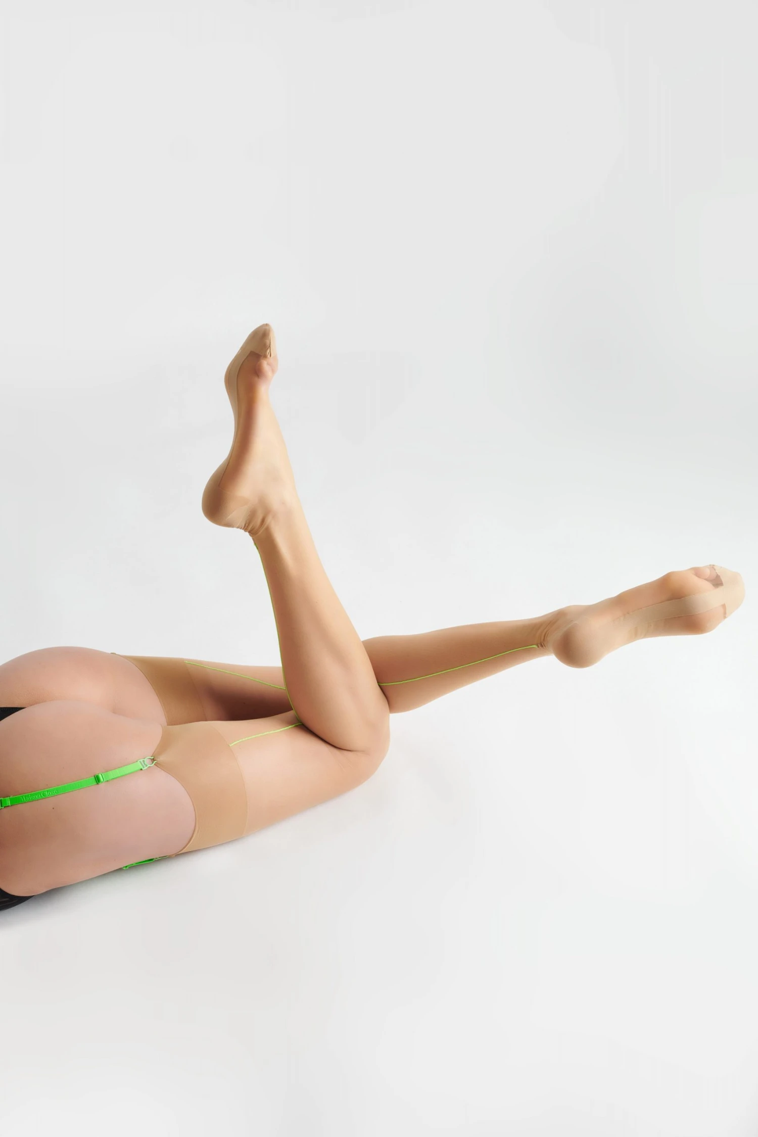 Maison Close 15 Denier Nylon Stockings - Nude & Green - Les Coquetteries 6 Maison Close 15 Denier Nylon Stockings - Nude & Green - Les Coquetteries