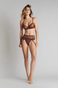 Maison Close Garter Belt - Corps à Corps - Brown/Neon Orange/Gold