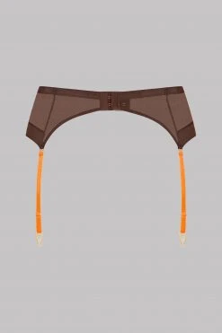 Maison Close Garter Belt - Corps à Corps - Brown/Neon Orange/Gold